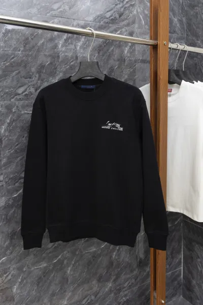 Louis Vuitton Embroidered Script Logo Black Hoodie - 1