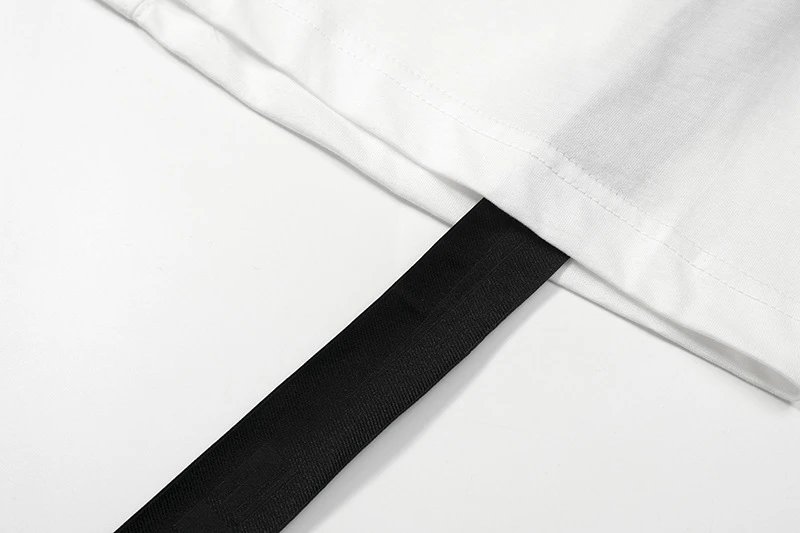 Design Oversized T-Shirt with Shoulder Snaps and Drawstring Hem White T-Shirt - 6