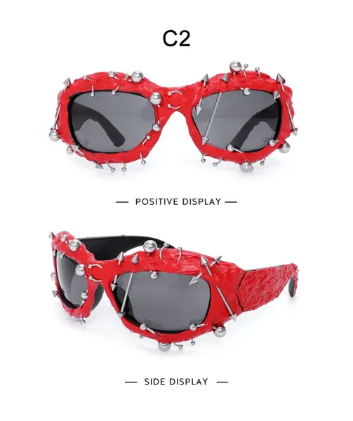 Design Spiked Purple Oversized Sunglasses - 13