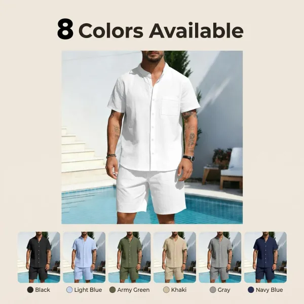 Design Olive Green Button-Front Shirt and Drawstring Shorts Set - 7