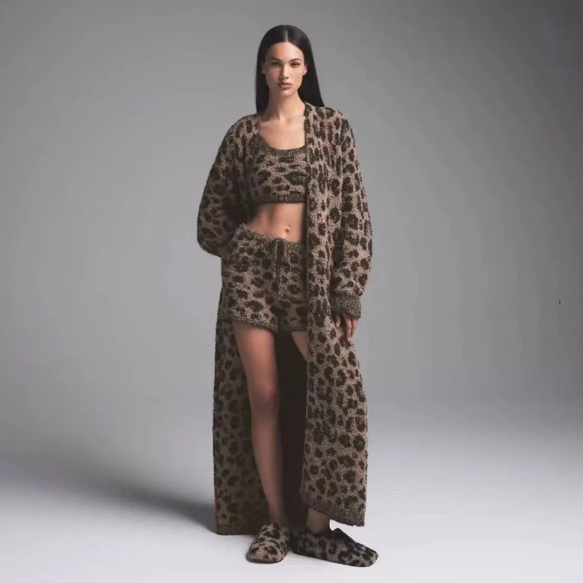 Design Leopard Print Wide-Leg Knit Pants - 4