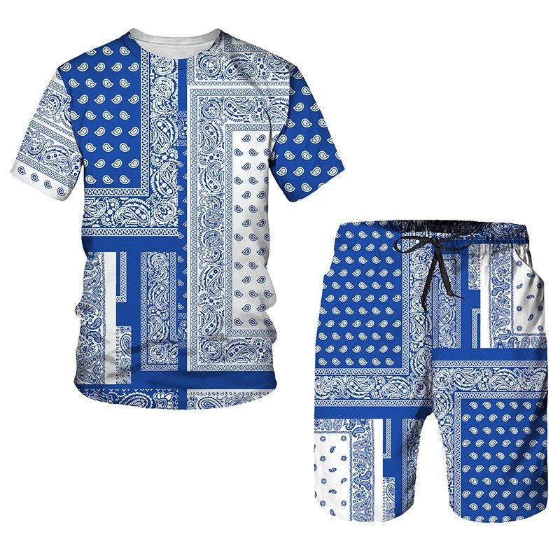 Design Bandana Print Purple Set T-Shirt and Shorts - 5