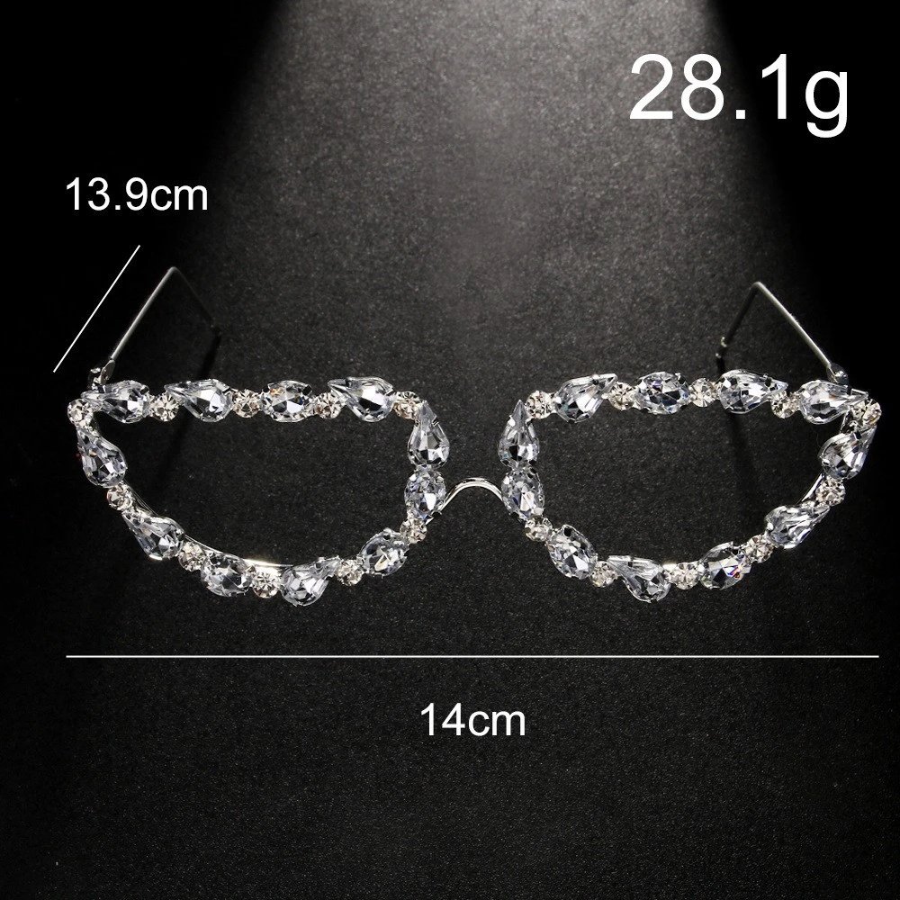 Design Crystal-Embellished Teardrop Frame Sunglasses Silver Eyewear