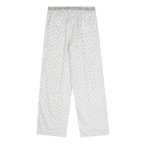 Design Floral Print Wide-Leg Pajama Pants White Sleepwear - 77