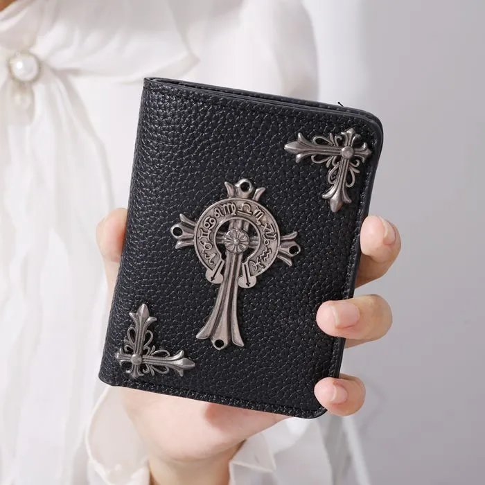 Chrome Hearts Cross Motif Leather Card Holder Black - 7