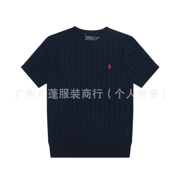 Polo Ralph Lauren Cable Knit Short Sleeve Sweater Navy - 1