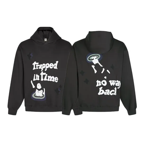 Design Trapped In Time No Way Back Graphic Hoodie Black - 1