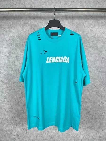 Balenciaga Lenciaga Distressed Oversized T-Shirt White - 14