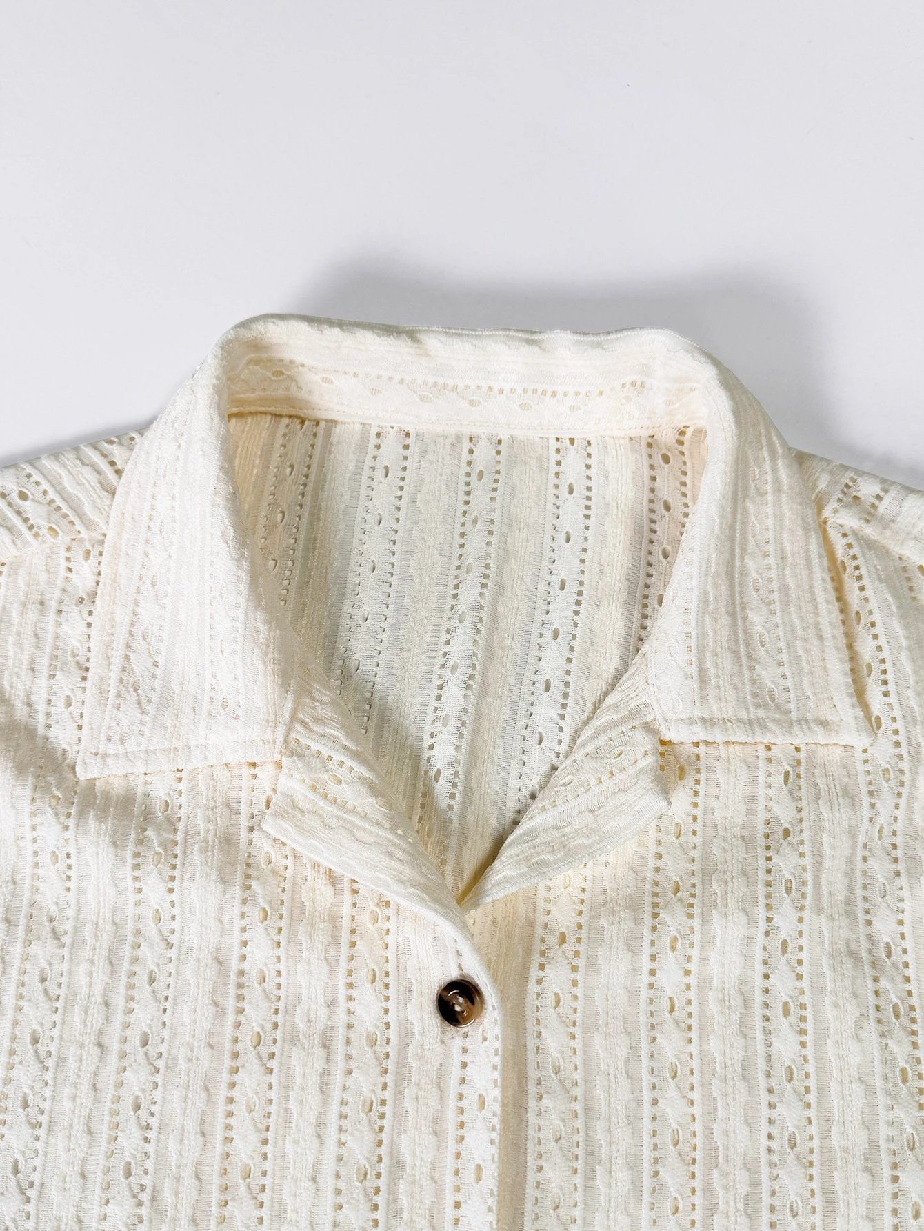 Design Knit Open-Front Short-Sleeve Shirt and Shorts Set Beige - 17