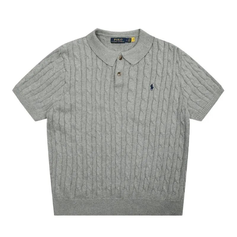 Polo Ralph Lauren Cable Knit Polo Gray Sweater - 4