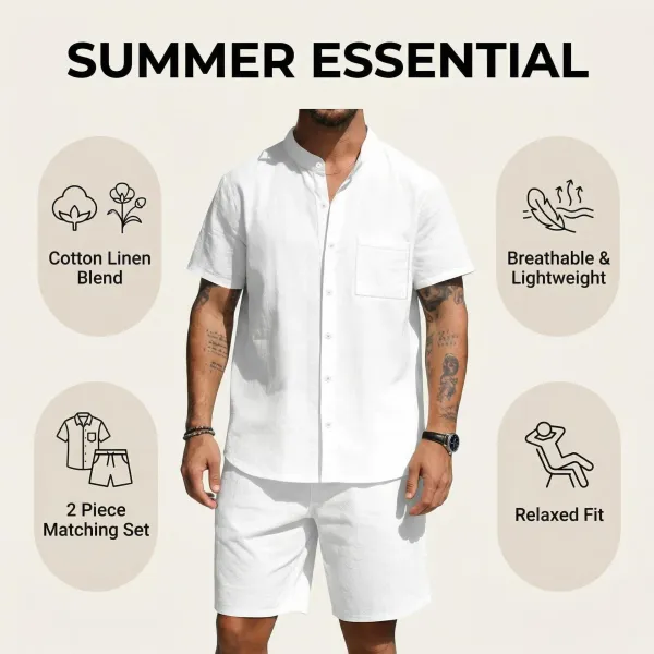 Design Olive Green Button-Front Shirt and Drawstring Shorts Set - 11