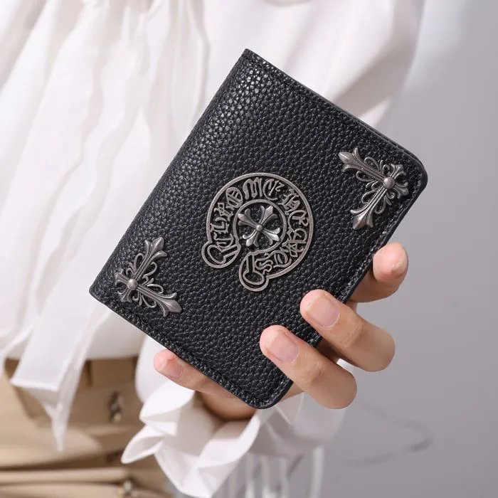 Chrome Hearts Cross Motif Leather Card Holder Black - 9