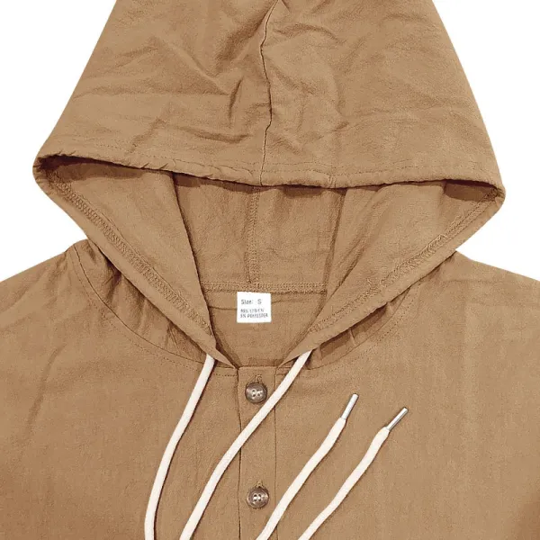 Design Button-Up Hooded Cardigan Beige Shirt - 19