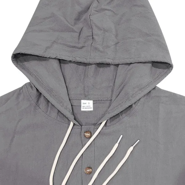 Design Button-Up Hooded Cardigan Beige Shirt - 36