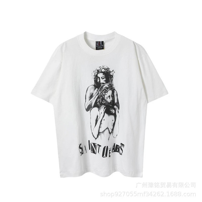Design Saint Graphic Print Oversized T-Shirt Charcoal - 6