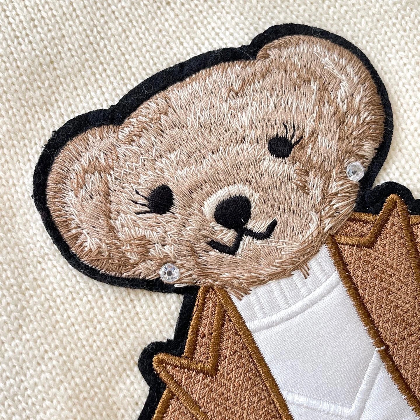 Design Bear Embroidered Crewneck Sweater Beige - 5