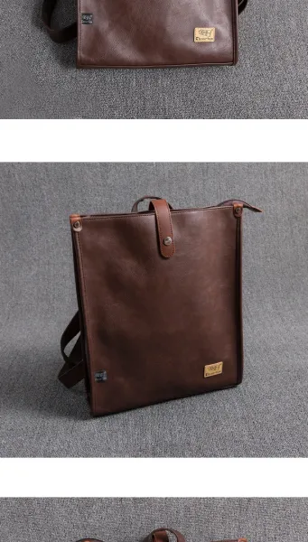 Design Minimalist Leather Messenger Bag Black Crossbody Bags - 18