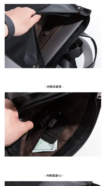 Design Minimalist Leather Messenger Bag Black Crossbody Bags - 21