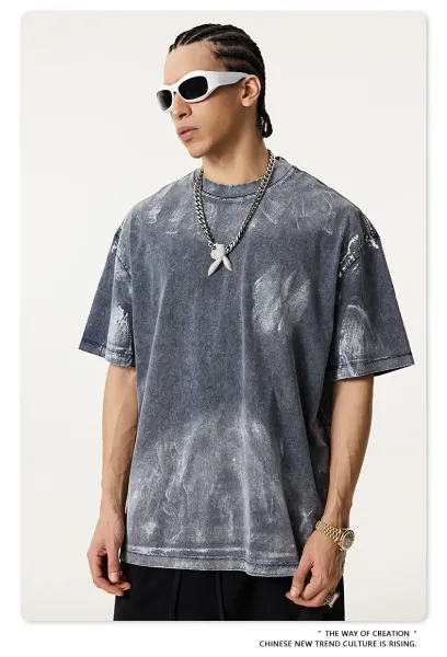 Design Beingmove Acid Wash Distressed Gray T-Shirt T-Shirts - 21