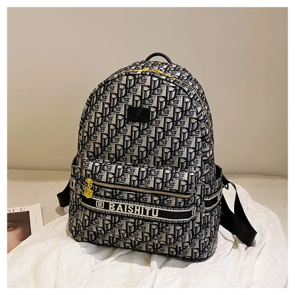 Design EAISHIU Monogram Print Mini Backpack Set Black / White Backpacks - 48