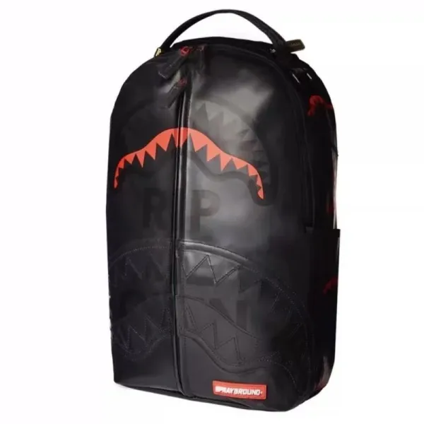 Design Sprayground Shark Mouth Black Glossy Double-Zip Backpack Backpacks - 1