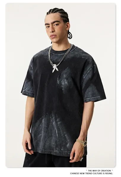 Design Beingmove Acid Wash Distressed Gray T-Shirt T-Shirts - 29