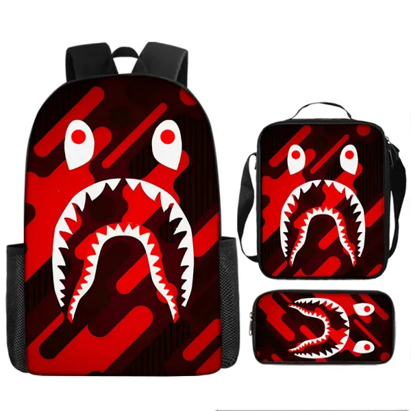 A Bathing Ape Shark Head Red Camo Backpack Set - 1