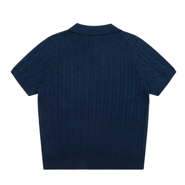 Polo Ralph Lauren Cable Knit Short Sleeve Sweater Purple - 10