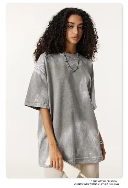 Design Beingmove Acid Wash Distressed Gray T-Shirt T-Shirts - 58