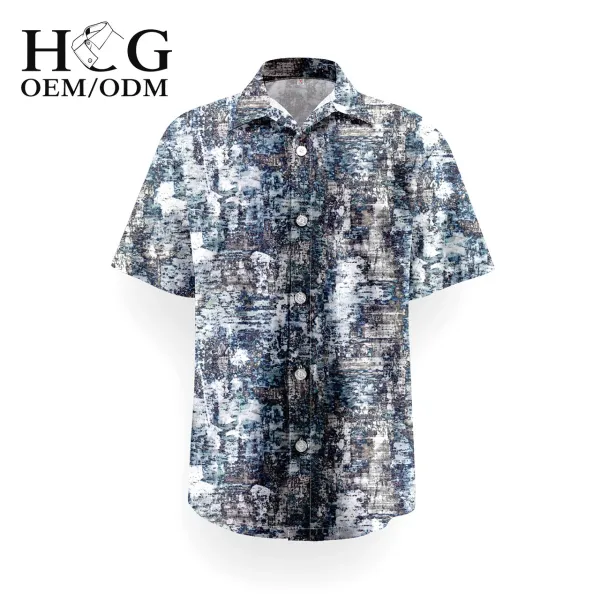 Design H&G Abstract Print Short-Sleeve Button-Up Shirt Tops Shirt - 1