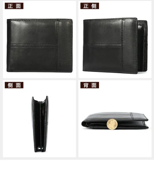 Design Crocodile-Embossed Leather Short Wallet Black - 29