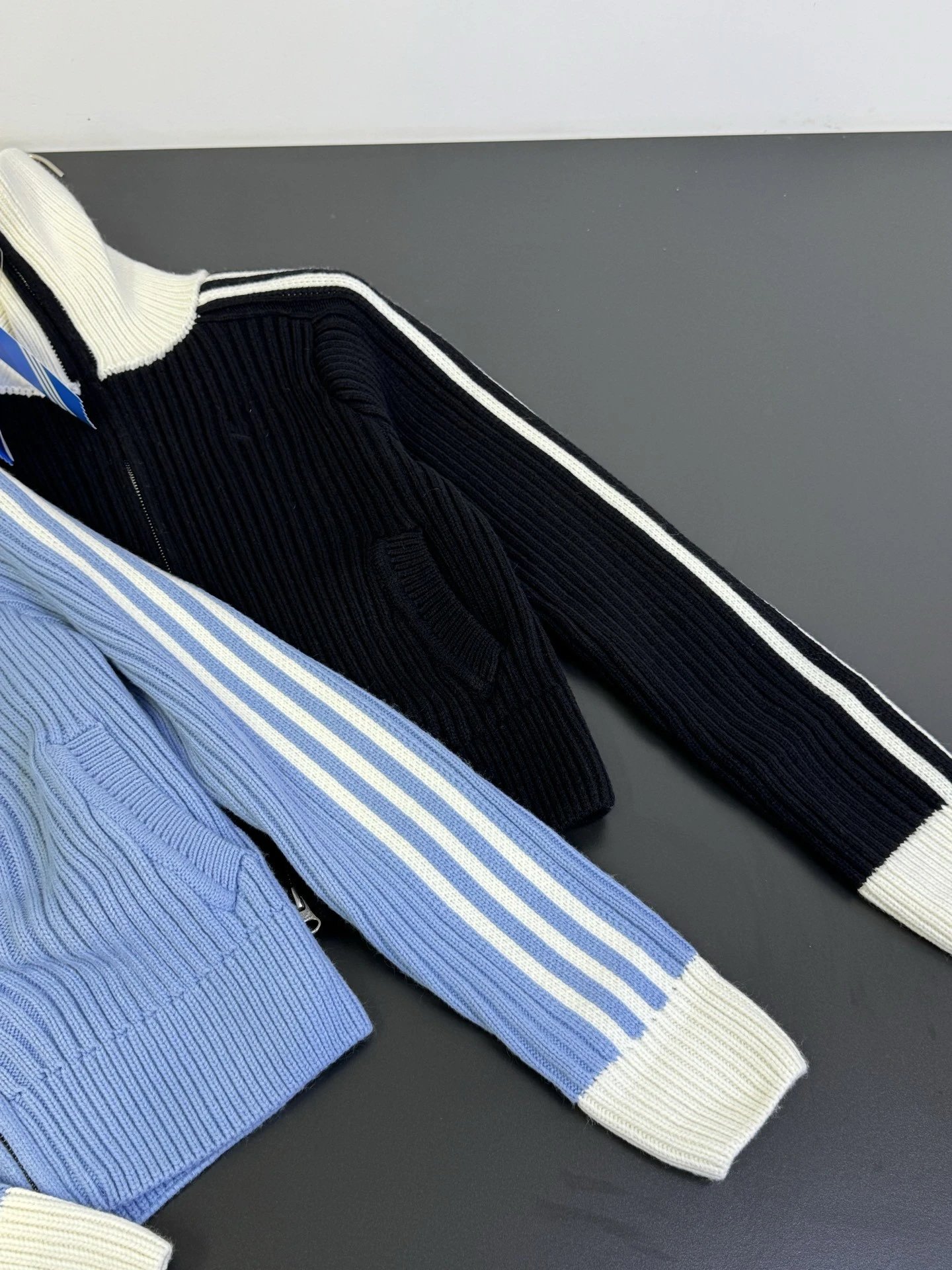 Adidas Originals Knit Track Jacket Light Blue and Beige - 9