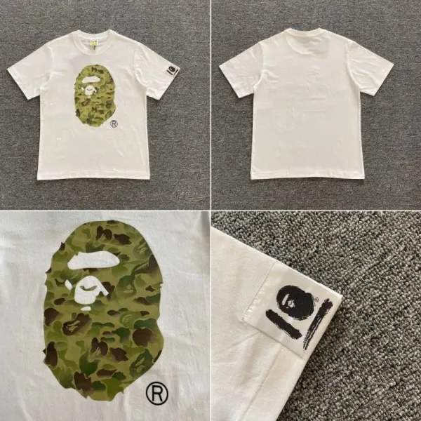 A Bathing Ape Camo Ape Head Graphic T-Shirt White - 1