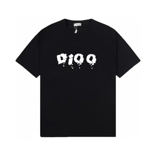 Dior Dior Logo Distressed Print Black T-Shirt - 1
