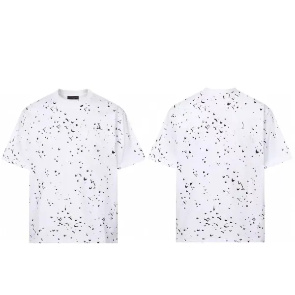Design Abstract Splatter Print Oversized T-Shirt White - 1