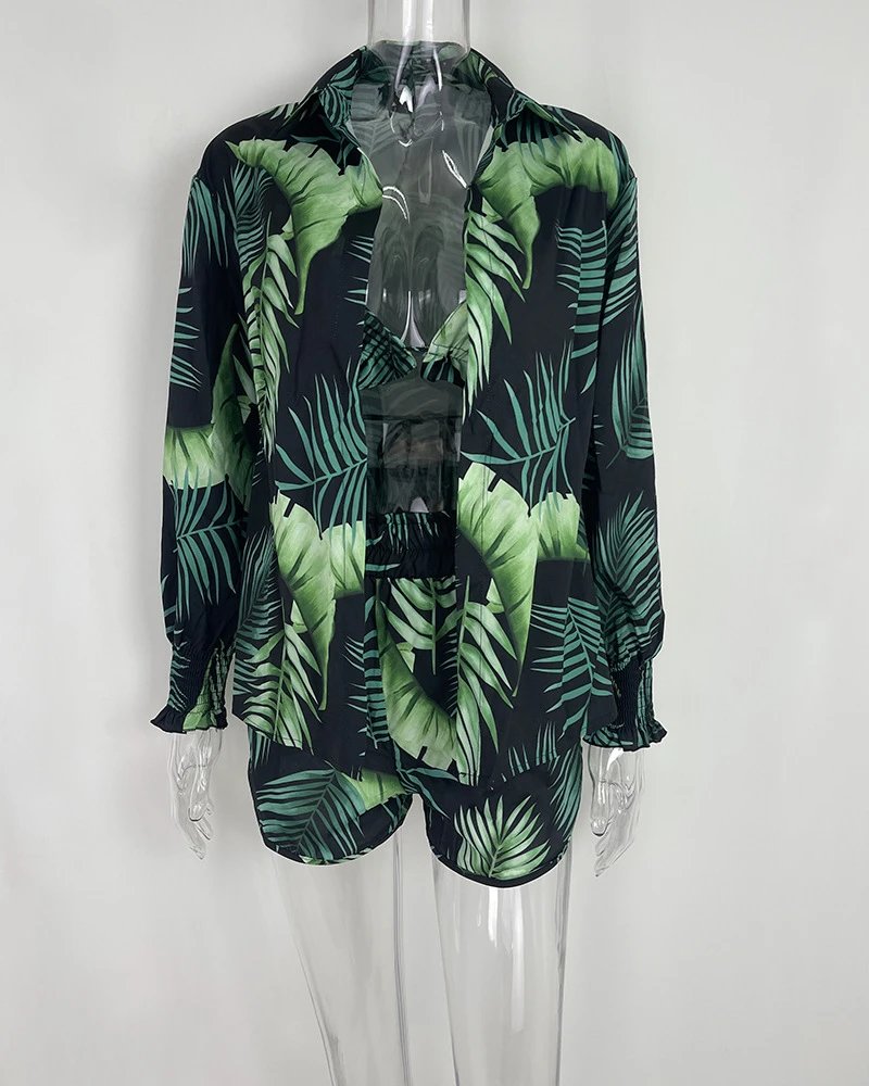 Design Gradient Ombre Tie-Dye Two-Piece Set with Ruffled Crop Top and Shorts - 21