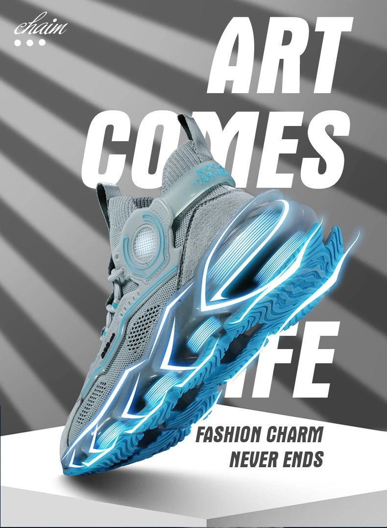 Design Flame Print Chunky Sneakers White Blue Multicolor - 7