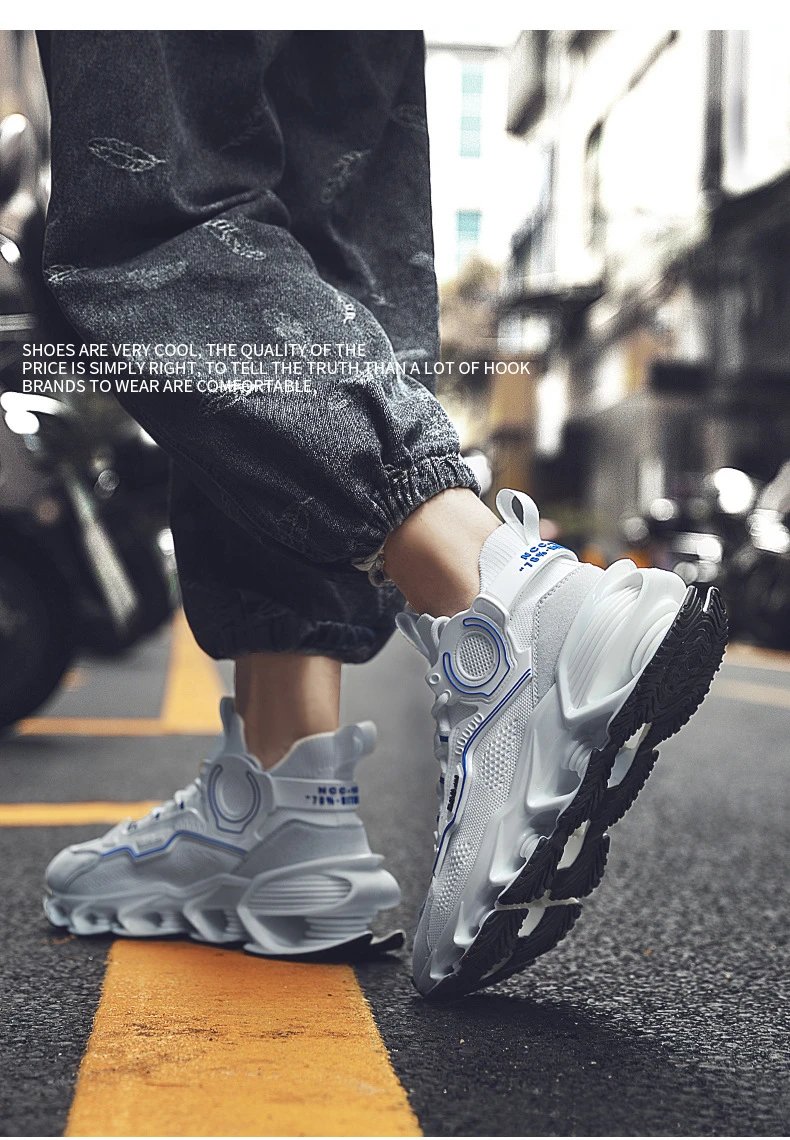 Design Flame Print Chunky Sneakers White Blue Multicolor - 29