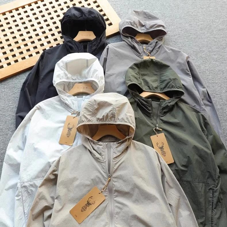 Design Lightweight Hooded Windbreaker Beige Outerwear - 7