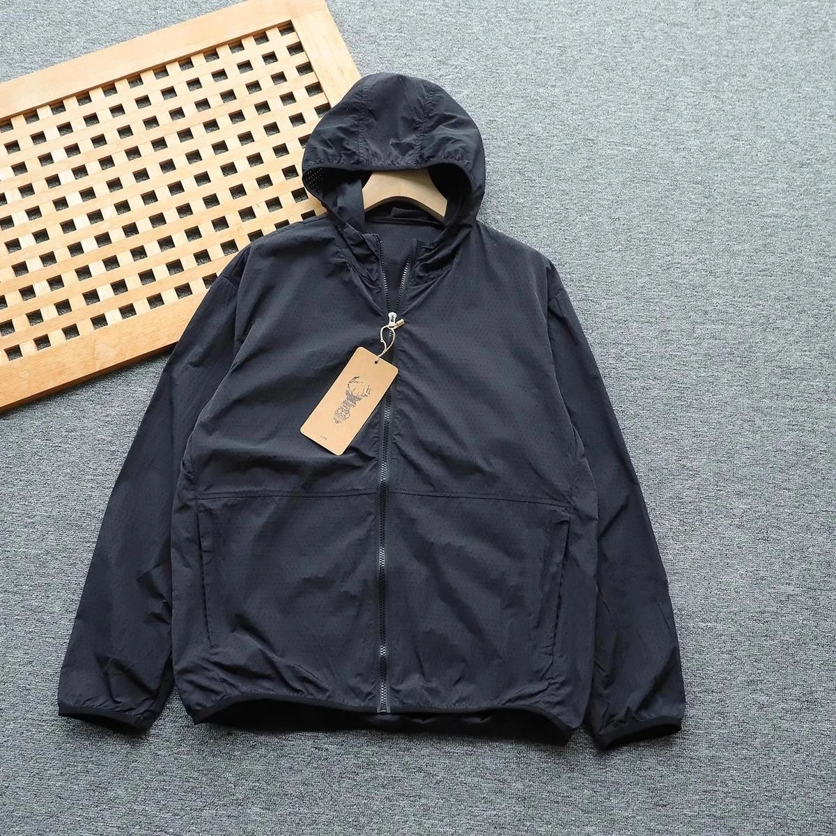 Design Lightweight Hooded Windbreaker Beige Outerwear - 10