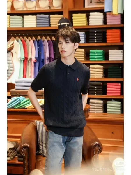 Polo Ralph Lauren Cable Knit Short Sleeve Sweater Purple - 23