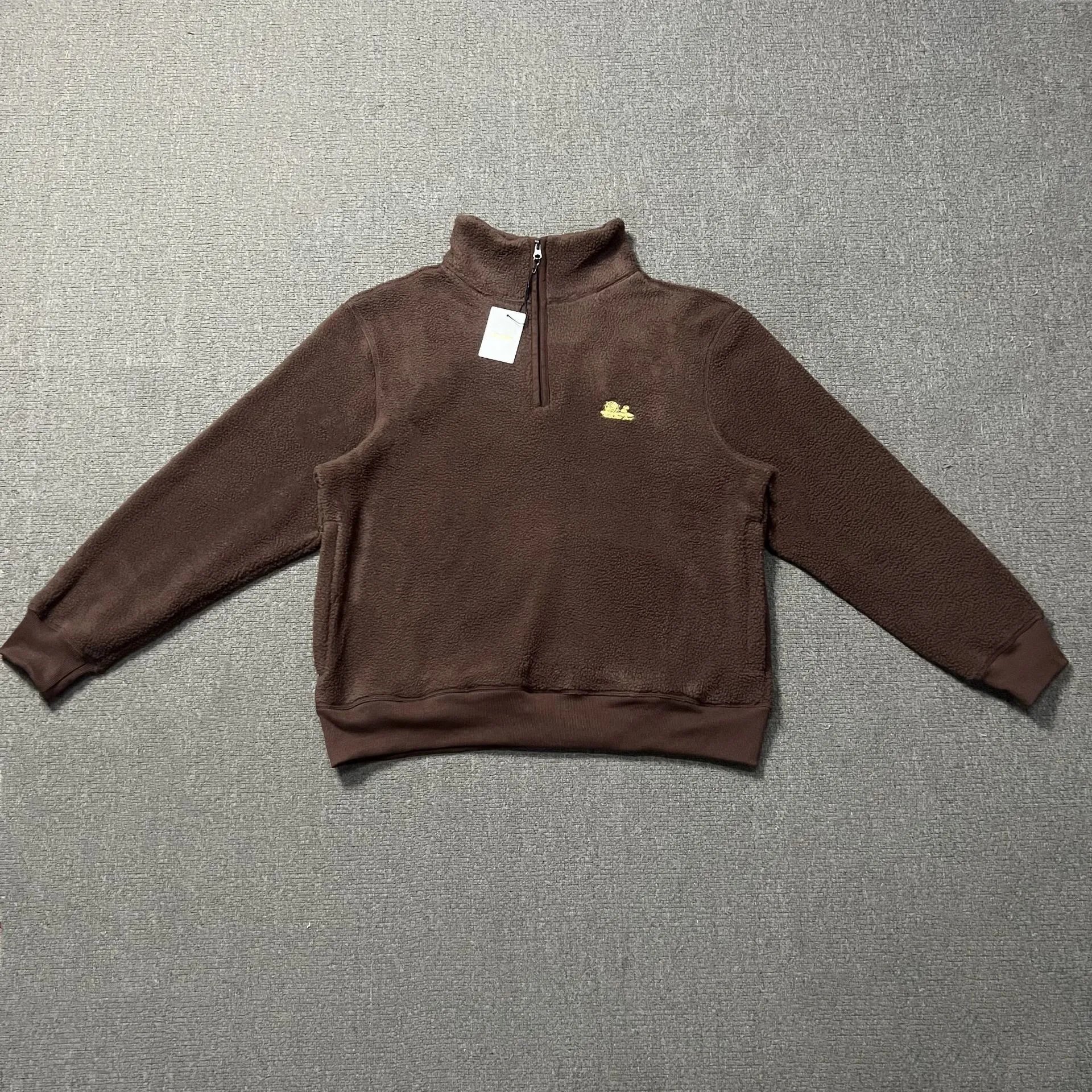 Design Fleece Half-Zip Pullover Brown Sweater - 42