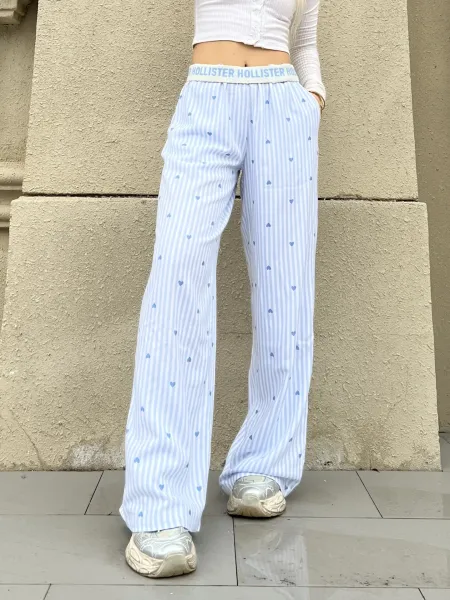 Design Floral Print Wide-Leg Pajama Pants White Sleepwear - 36