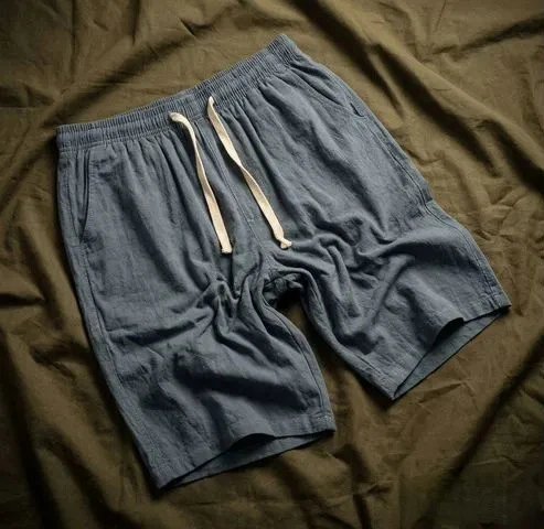 Design Linen-Blend Drawstring Shorts Gray - 6