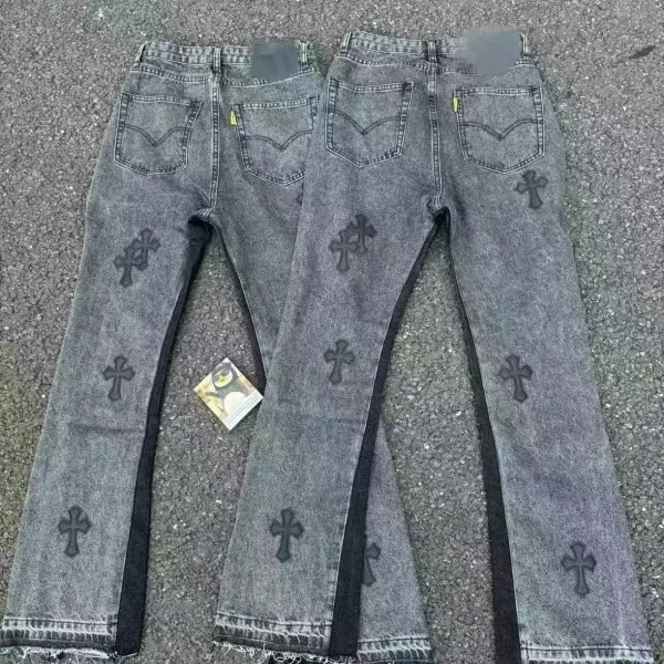 Chrome Hearts Cross-Embellished Flared Jeans Gray - 7