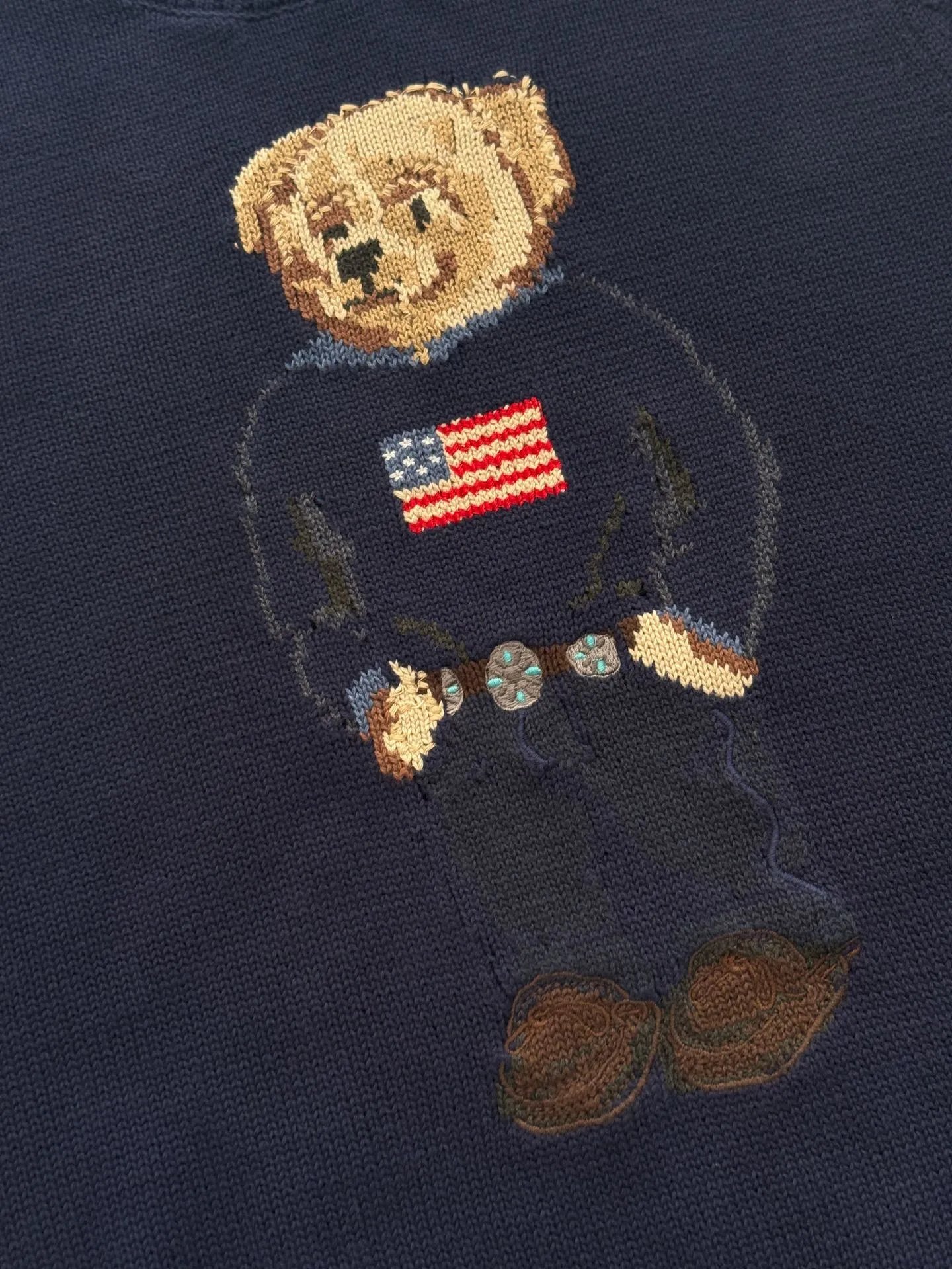 Polo Ralph Lauren Bear Knit Short-Sleeve Sweater Navy - 7