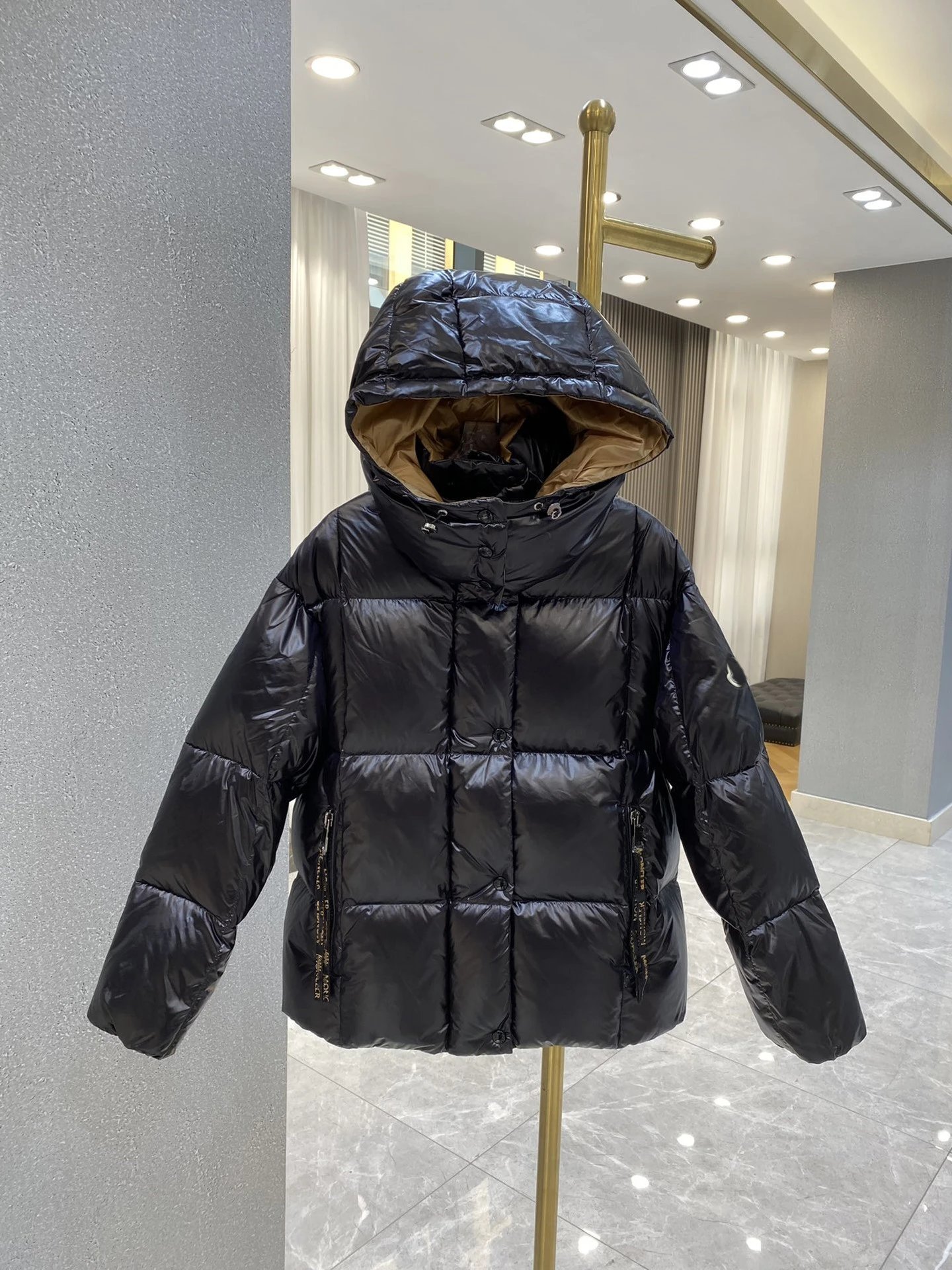 Moncler Maya Down Jacket Black with Beige Lining - 4