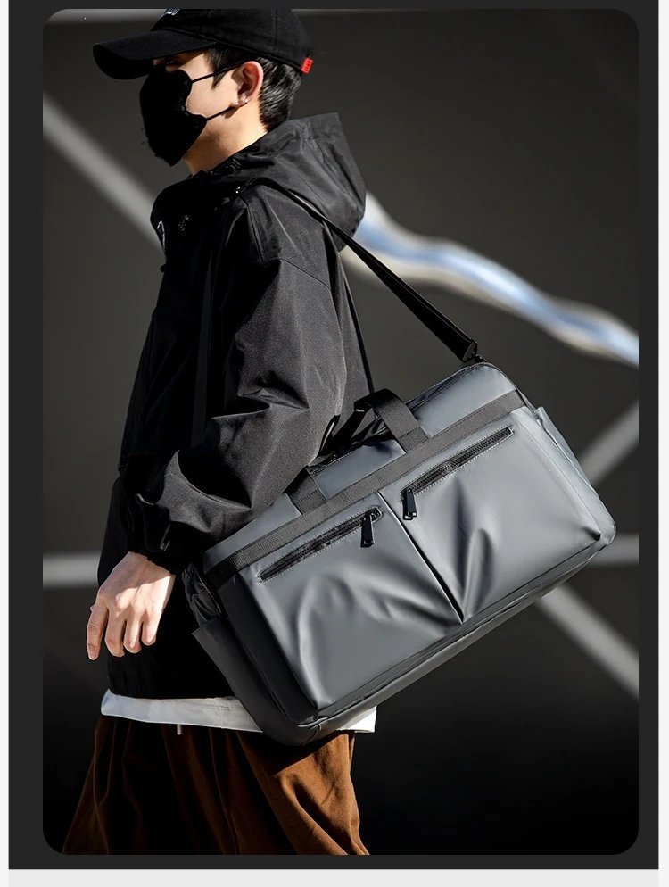 Design Duffle Bag Beige with Black Trim Travel Bag - 6