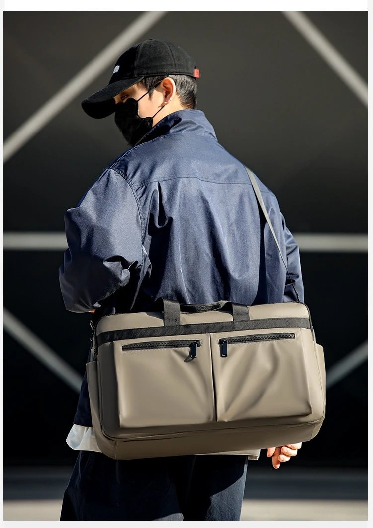 Design Duffle Bag Beige with Black Trim Travel Bag - 18