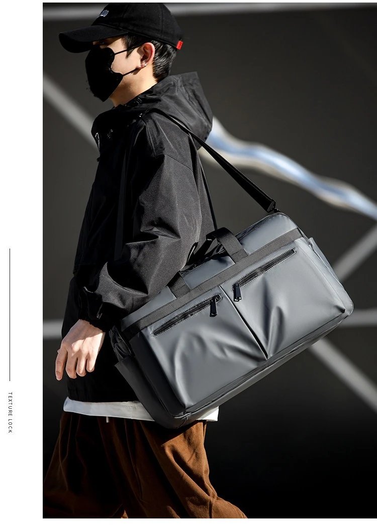 Design Duffle Bag Beige with Black Trim Travel Bag - 22